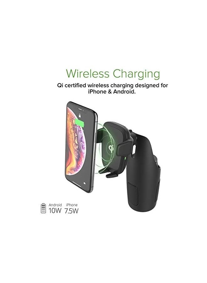 erorex Auto Sense Qi Wireless Charging Car Charger Automatic Clamping Cup Holder Phone Mount For Iphone, Galaxy  - Image 3