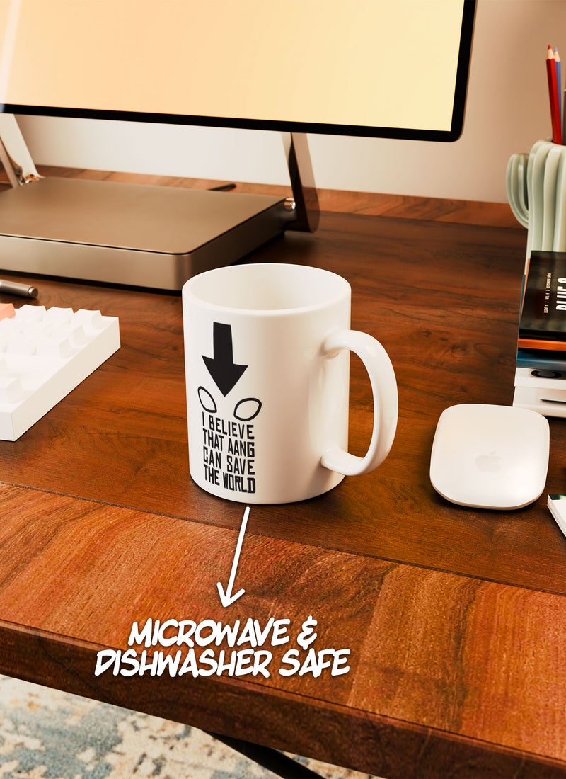 LOUD UNIVERSE White Ceramic Coffee Mug Avatar Aang Minimal I Believe Quote Ceramic Tea Cup - Image 4