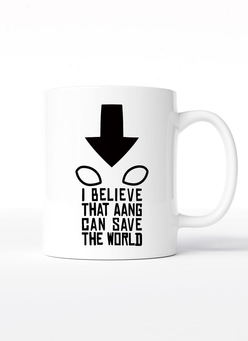 LOUD UNIVERSE White Ceramic Coffee Mug Avatar Aang Minimal I Believe Quote Ceramic Tea Cup - Image 1