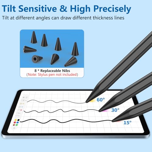 COO 8 Pack Pencil Tips, Replacement Tips Only Compatible with Our KARFUN Pencil, iPencil Nib for iPad Pencil 2018-2023, iPad 10/9/8/7/6 Gen, iPad Pro 11/12.9, iPad Air 5/4/3, iPad mini 6/5Gen (Black) - Image 2