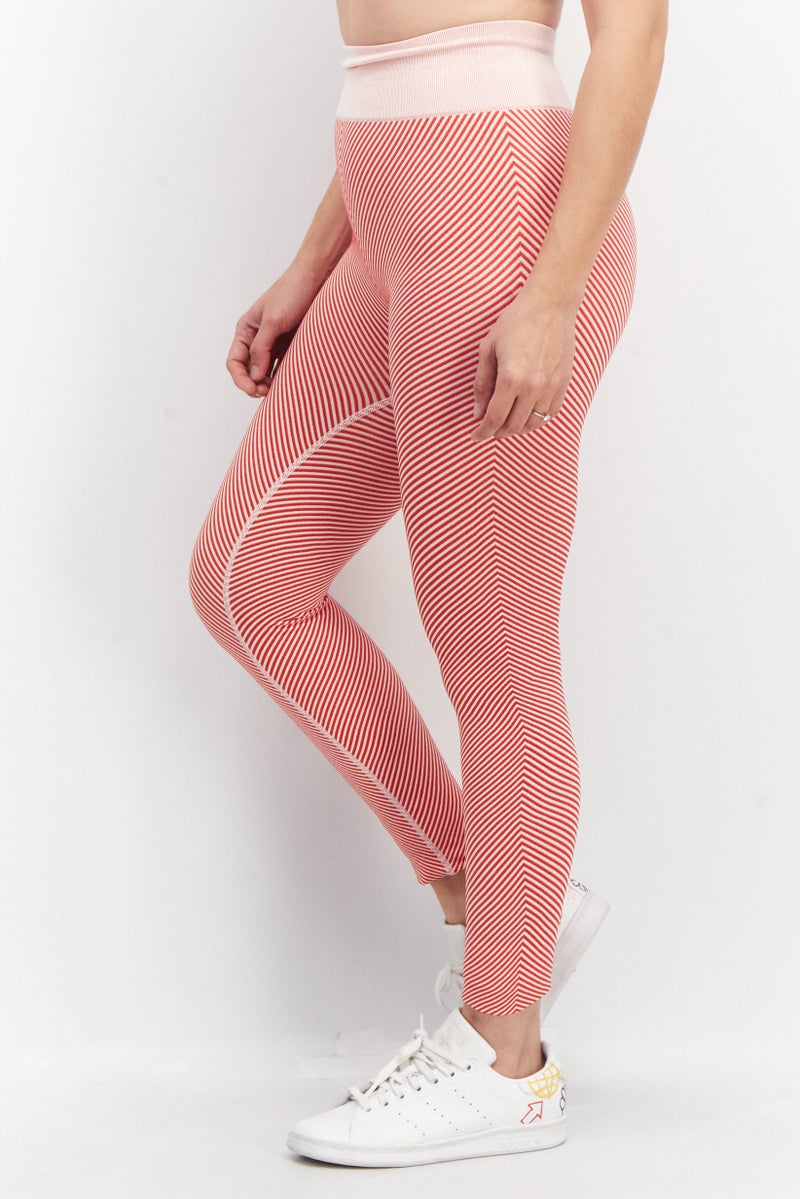 SOUTH BEACH Women Full Length Stripe Leggings, Red - Image 2