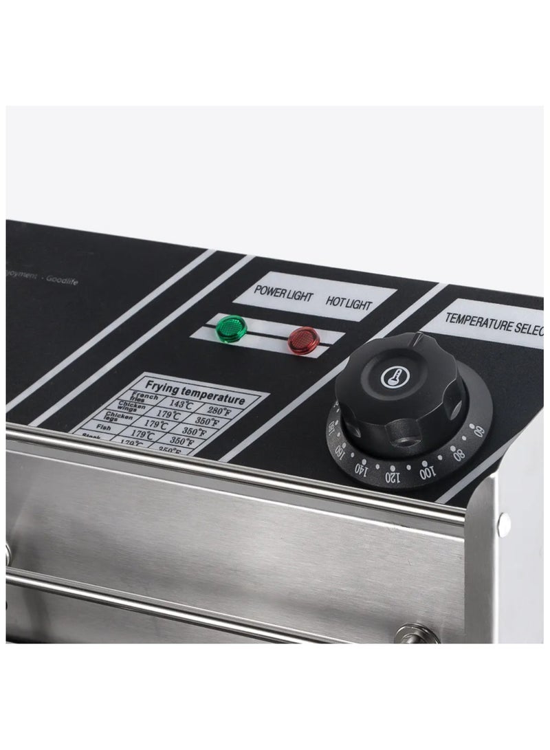 RAF Commercial Double Deep Fryer, 5.5L + 5.5L Capacity, Stainless Steel Electric Fryer with Temperature Control - Image 4