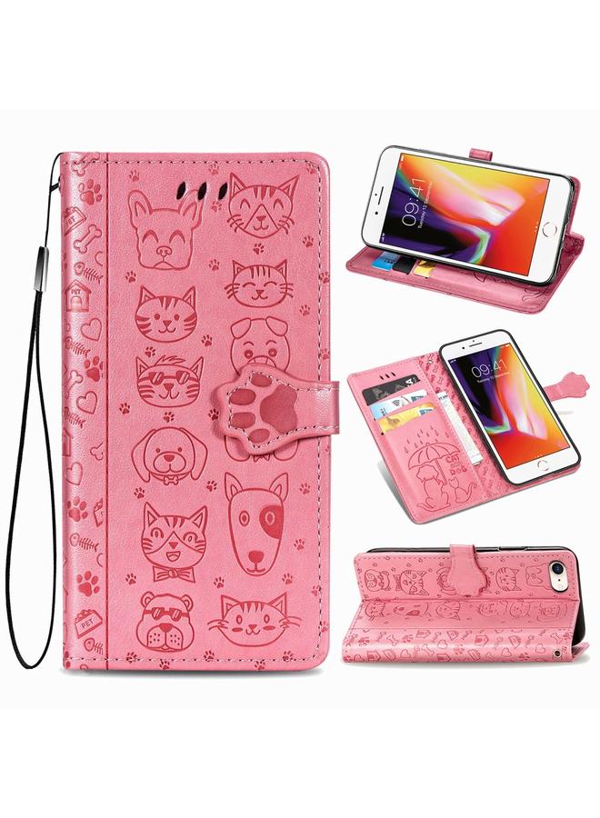 إيروريكس جراب لهاتف iPhone SE 2022 / SE 2020، جراب جلدي أفقي منقوش عليه قطة وكلب لطيف مع حامل / فتحة بطاقة / محفظة / حبل - Image 1