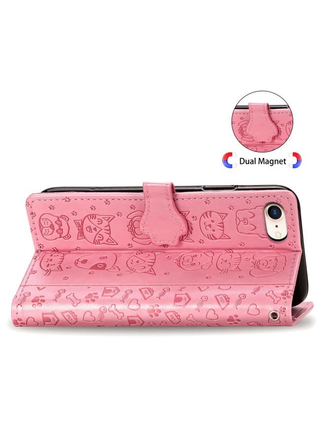 إيروريكس جراب لهاتف iPhone SE 2022 / SE 2020، جراب جلدي أفقي منقوش عليه قطة وكلب لطيف مع حامل / فتحة بطاقة / محفظة / حبل - Image 5