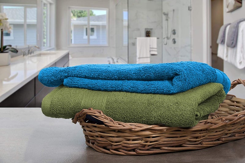 Vocal Store Ultra Soft, Super Absorbent, 100% Cotton 2 Piece Bath Towel Set, 600 GSM, 30 inch x 60 inch (Green and Turquoise Blue, Set of 2) TW-V03-GRE+Sky-2 - Image 3