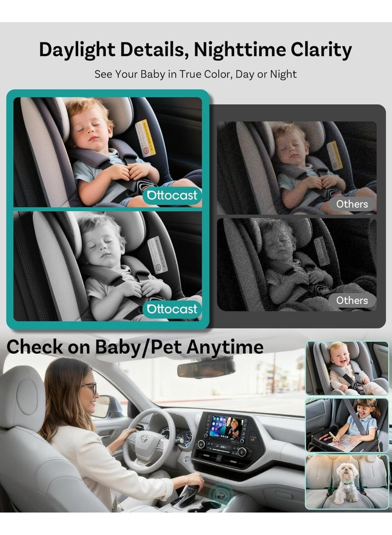Ottocast Cabin Care CarPlay Adapter 2026, Ottocast Mini Rear Seat Camera 1080P, USB-A Plug & Play, Factory Wired CarPlay Only - Image 4