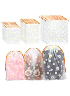 15Pcs Plastic Drawstring Bag, Travel Shoe Bags, Waterproof Drawstring Storage Bags, Reusable Space Saver Storage Bag for Toys Shoe Clothes Towel 3 Sizes