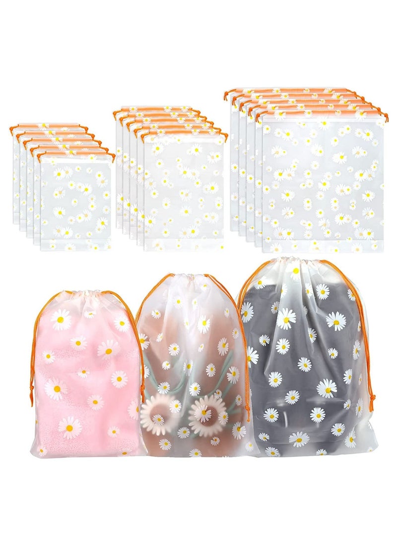 Arabest - 15Pcs Plastic Drawstring Bag, Travel Shoe Bags, Waterproof Drawstring Storage Bags, Reusable Space Saver Storage Bag for Toys Shoe Clothes Towel 3 Sizes - Image 1