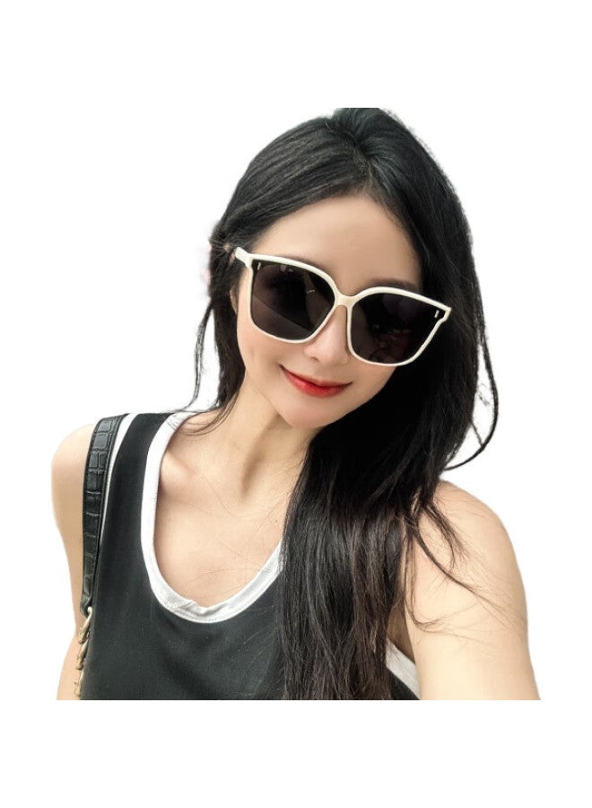Bai Xiaoshe Bai Xiaoshu Sunglasses-127 [White Frame With Rice Nail Luxury Edition + Gift], Sun Protection Glasses, Gm Face-Slimming Driving Sunglasses - Image 2