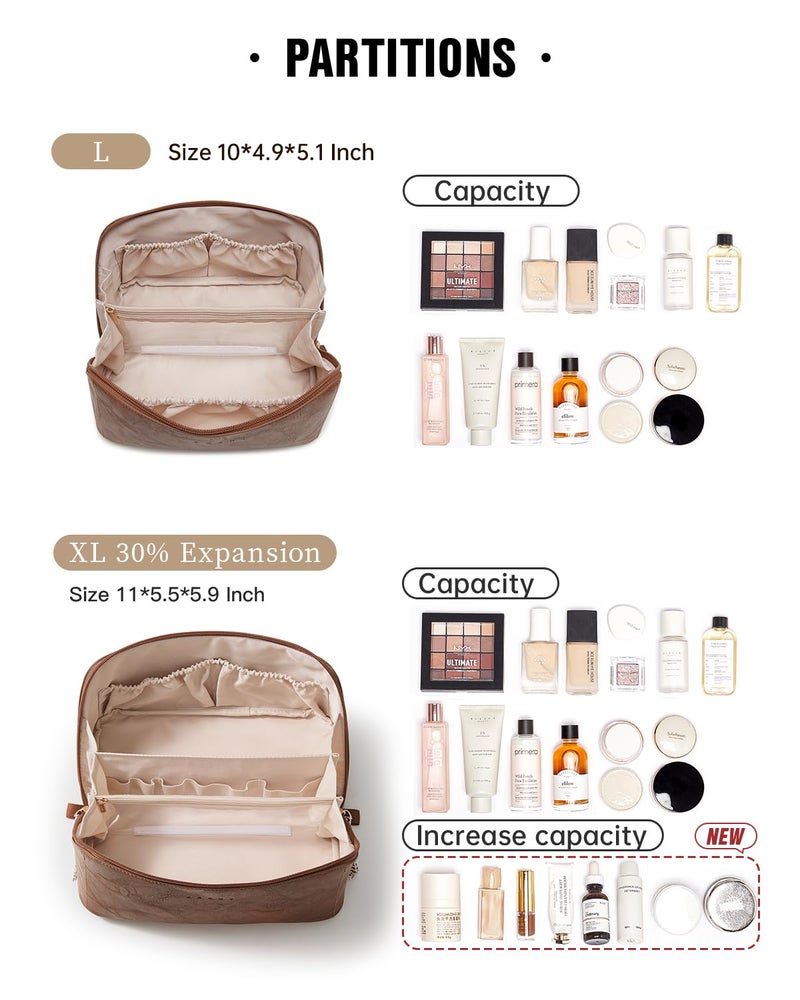 EACHY Travel Makeup Bag,Large Capacity Cosmetic Bags for Women,Waterproof Portable Pouch Open Flat Toiletry Bag Pattern Makeup Bag - Image 3