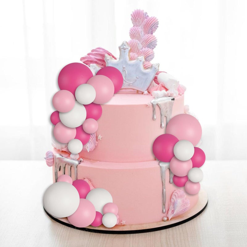 Goensjt 30 Pcs Balls Cake Topper Diy Cake Insert Toppers Ball Cake Picks Cupcake Topper For Birthday Party Baby Shower Wedding Cake Decoration(Pink White Hot Pink) - Image 3