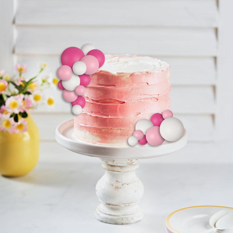 Goensjt 30 Pcs Balls Cake Topper Diy Cake Insert Toppers Ball Cake Picks Cupcake Topper For Birthday Party Baby Shower Wedding Cake Decoration(Pink White Hot Pink) - Image 4