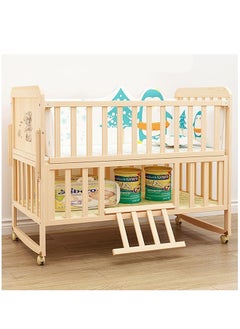 Arabest Wood Frame Baby Double Decker Crib Bed With Wheels, 102 X 60 X 90 CM  - Image 3