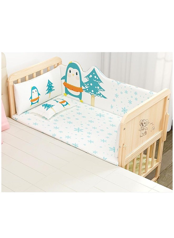 Arabest - Wood Frame Baby Double Decker Crib Bed With Wheels, 102 X 60 X 90 CM - Image 1