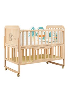 Arabest Wood Frame Baby Double Decker Crib Bed With Wheels, 102 X 60 X 90 CM  - Image 1