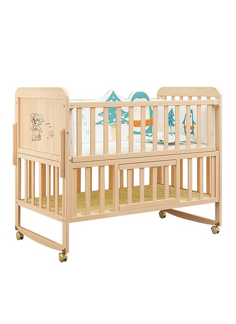 Wood Frame Baby Double Decker Crib Bed With Wheels, 102 X 60 X 90 CM
