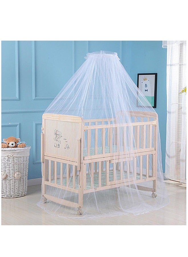 Arabest - Wood Frame Baby Double Decker Crib Bed With Wheels, 102 X 60 X 90 CM - Image 1