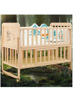 Arabest Wood Frame Baby Double Decker Crib Bed With Wheels, 102 X 60 X 90 CM  - Image 5