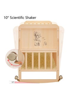 Arabest Wood Frame Baby Double Decker Crib Bed With Wheels, 102 X 60 X 90 CM  - Image 2