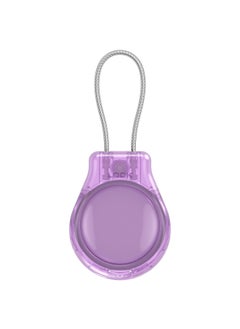 Suitable For Apple Airtag Protective Cover Locator Anti-loss Device Three-proof All-inclusive Safety Lock Metal Rope Protective Cover-Color:Transparent Purple-Applicable Models:Suitable For Apple Airtag Protective Case