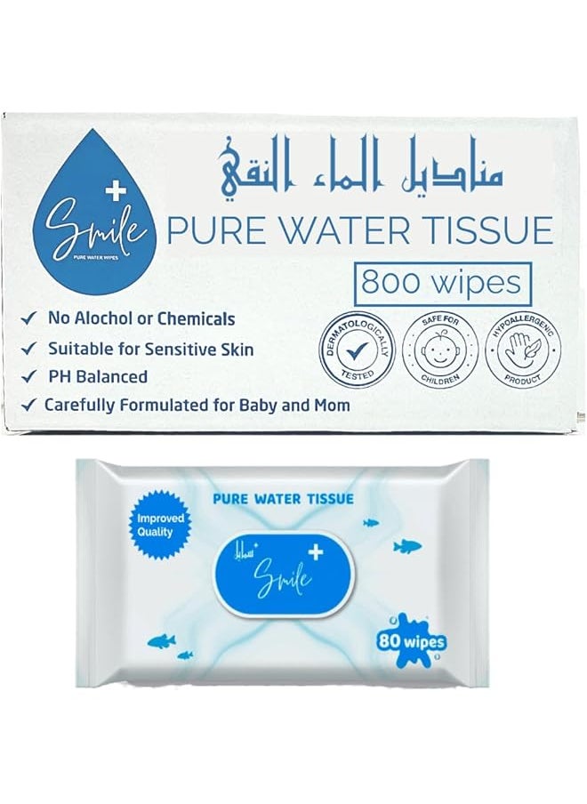 smileplus Pure Water Baby Wipes Gentle Hypoallergenic Wipes For Sensitive Skin Fragrance Free And Alcohol  - Image 1