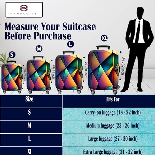 Handcuffs Luggage Cover Trolley Travel Covers, Washable Dust Proof Anti-Scratch Suitcase Protector (Multicolour-Geomatric-1, S (18"-22")) - Image 3
