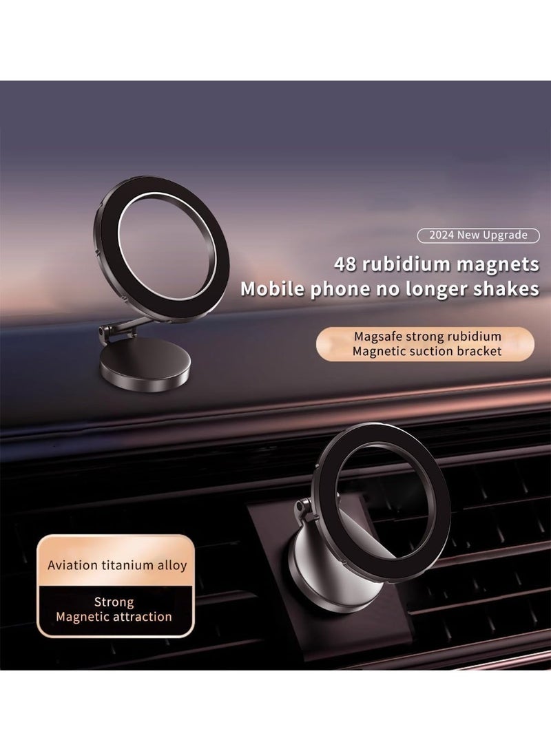 Denx Magnetic car phone holder, 360-degree foldable magnetic phone holder, magnetic car phone holder, car phone holder suitable for all phones and also suitable for iPhone 15, 14, 13 Pro Max (Black) - Image 3