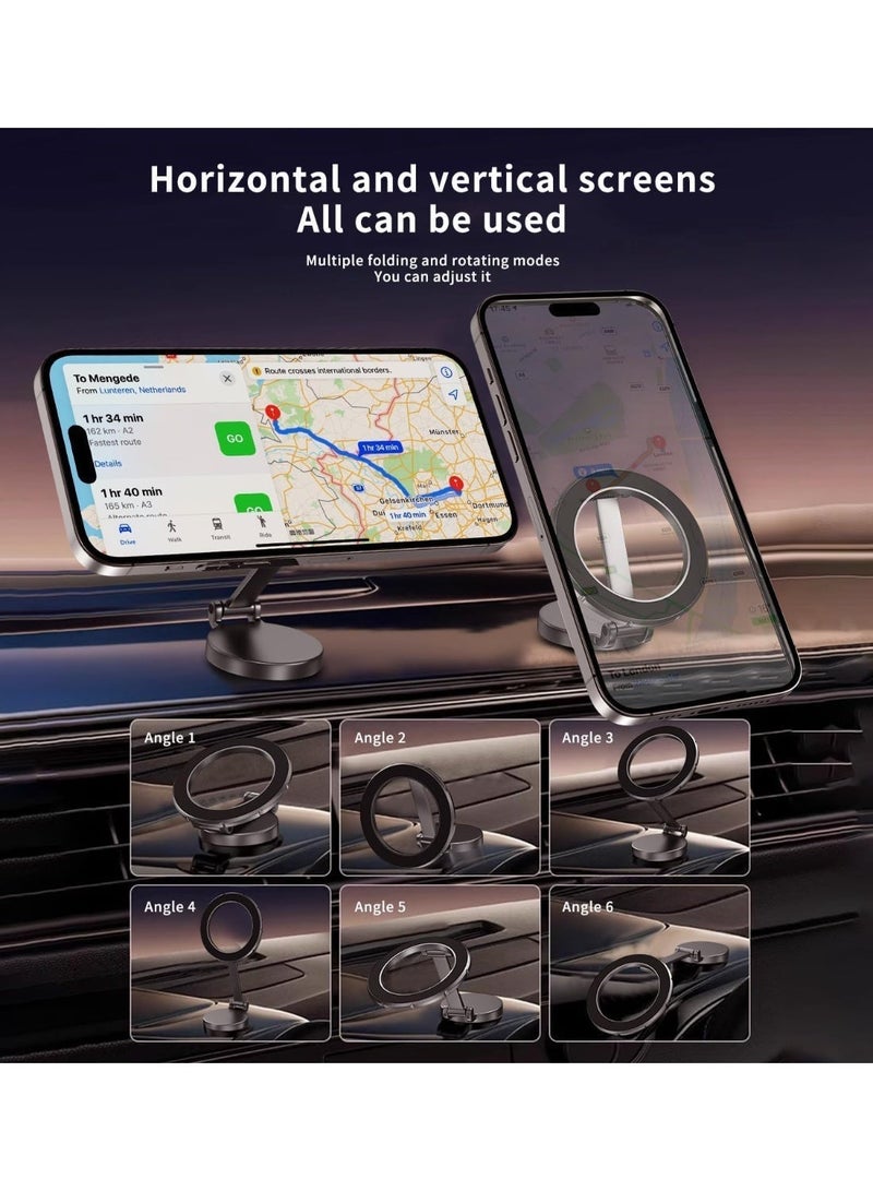 Denx Magnetic car phone holder, 360-degree foldable magnetic phone holder, magnetic car phone holder, car phone holder suitable for all phones and also suitable for iPhone 15, 14, 13 Pro Max (Black) - Image 5