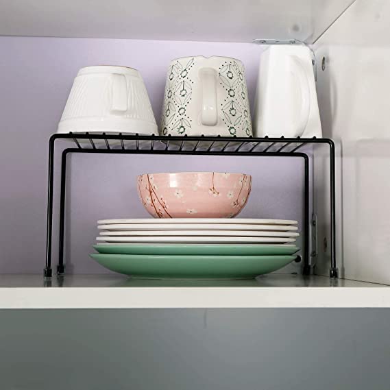 CR18 COLLECTION Black Stainless Steel Multipurpose Dish Rack,Storage Shelves for Kitchen Cabinets,Plate Stand,Utensil Rack (Black Pack of 1) - Image 4
