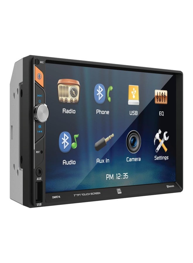 Dual Electronics DMR74 7-inch LED Digital Media Touch Screen Double DIN Car Stereo Radio | Push to Talk Assistant | Backup Camera Input | Bluetooth | USB Playback and Charge | No CD/DVD - Image 1