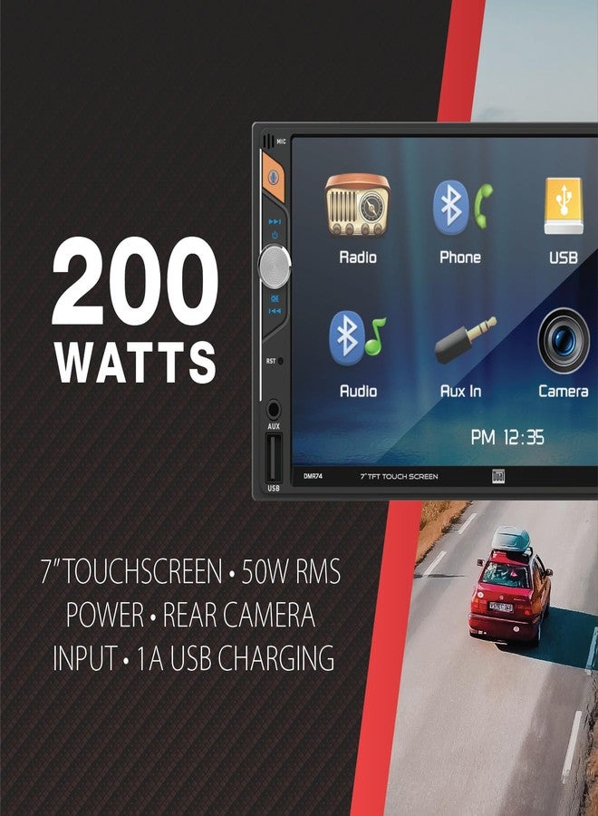 Dual Electronics DMR74 7-inch LED Digital Media Touch Screen Double DIN Car Stereo Radio | Push to Talk Assistant | Backup Camera Input | Bluetooth | USB Playback and Charge | No CD/DVD - Image 3
