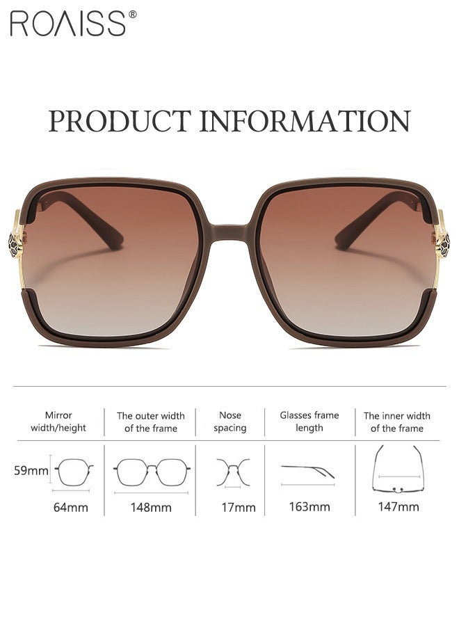 رويس نظارات شمسية نسائية مستقطبة، نظارات شمسية مربعة كلاسيكية بحماية من الأشعة فوق البنفسجية 400 مع أذرع على شكل ثعبان، نظارات شمسية عصرية مضادة للتوهج للارتداء اليومي، وركوب الدراجات، والتصوير الفوتوغرافي في الشوارع الخارجية - Image 3