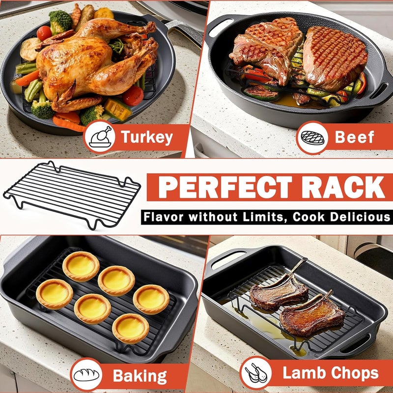 GESTONE Roasting Rack,Heavy Duty Turkey Rack for Roasting Pan,Oven Roasting Rack Insert for Baking (Rectangular 12in*7.5in) - Image 5
