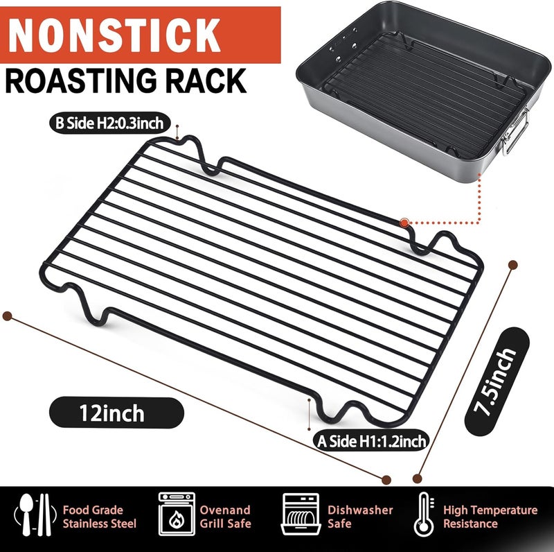 GESTONE Roasting Rack,Heavy Duty Turkey Rack for Roasting Pan,Oven Roasting Rack Insert for Baking (Rectangular 12in*7.5in) - Image 2