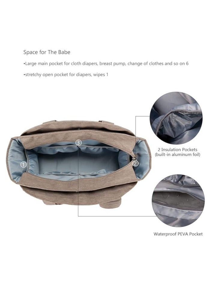 INSIJAM Diaper Bag Tote with Pacifier Case Diaper Bag Backpack for Mom - Large Capacity Hospital Bag for Delivery Baby Travel Tote with Insulated Bottle Pocket and Wipes Case Waterproof Handbag Includes Pacifier Holder - Image 4