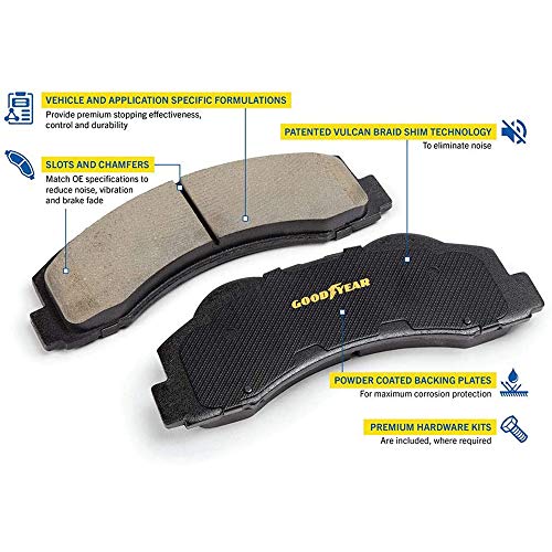 Goodyear Brakes GYD1334A | Truck & SUV Carbon-Ceramic Rear Brake Pads fits Ford F-250 Super Duty 13-10, F-350 Super Duty 13-10, F-450 Super Duty 12-11 - Image 2