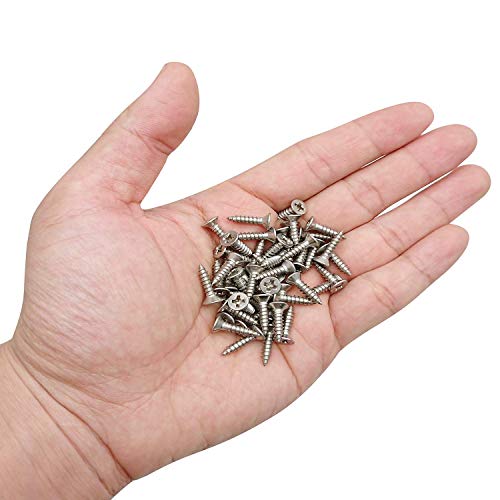 Hulless #6 x 5/8" Wood Screws 304 Stainless Steel Phillips Flat Head Screws Self Tapping Screws 100 Qty. - Image 3