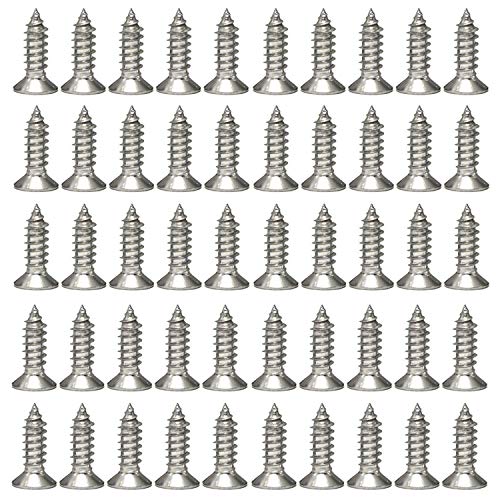 Hulless #6 x 5/8" Wood Screws 304 Stainless Steel Phillips Flat Head Screws Self Tapping Screws 100 Qty. - Image 1