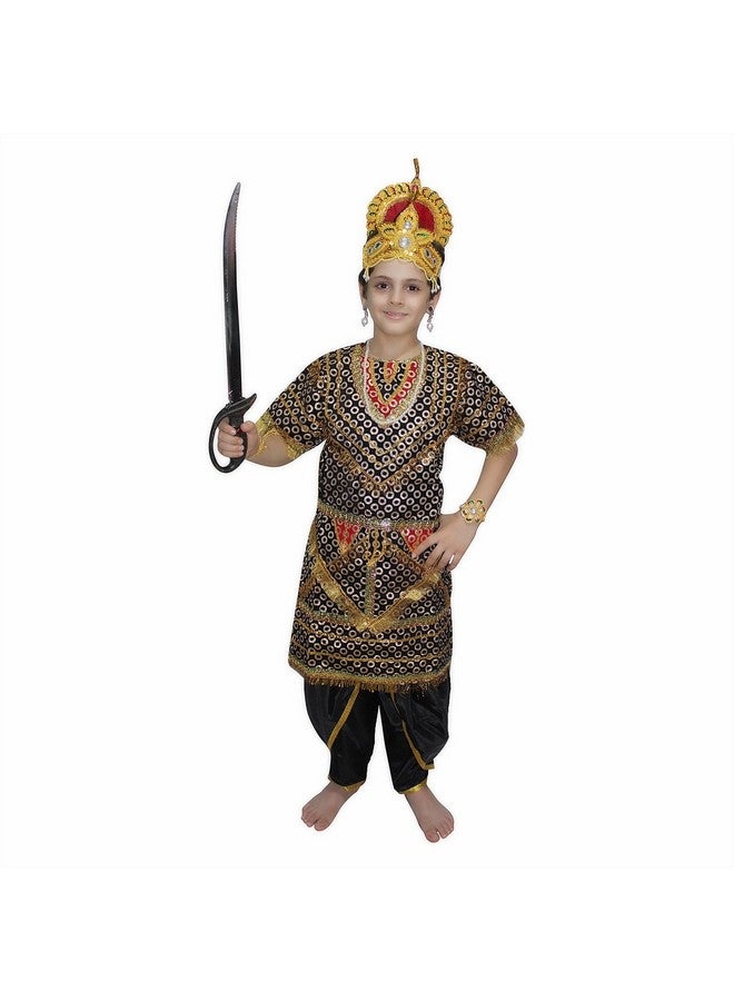 Kaku Fancy Dresses Kaku Fancy Dresses Silk & Polyester Ravan Gown Costume Of Ramleela|Dussehra|Mythological Character -Multicolour, 14-17 Years, For Boys - Image 1