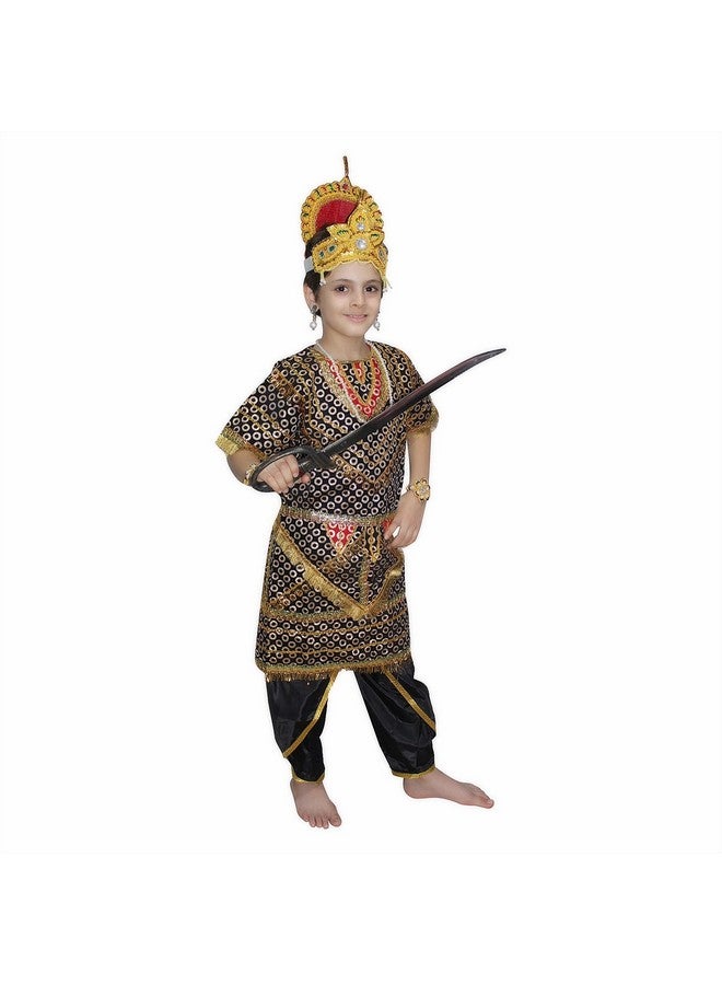 Kaku Fancy Dresses Kaku Fancy Dresses Silk & Polyester Ravan Gown Costume Of Ramleela|Dussehra|Mythological Character -Multicolour, 14-17 Years, For Boys - Image 2