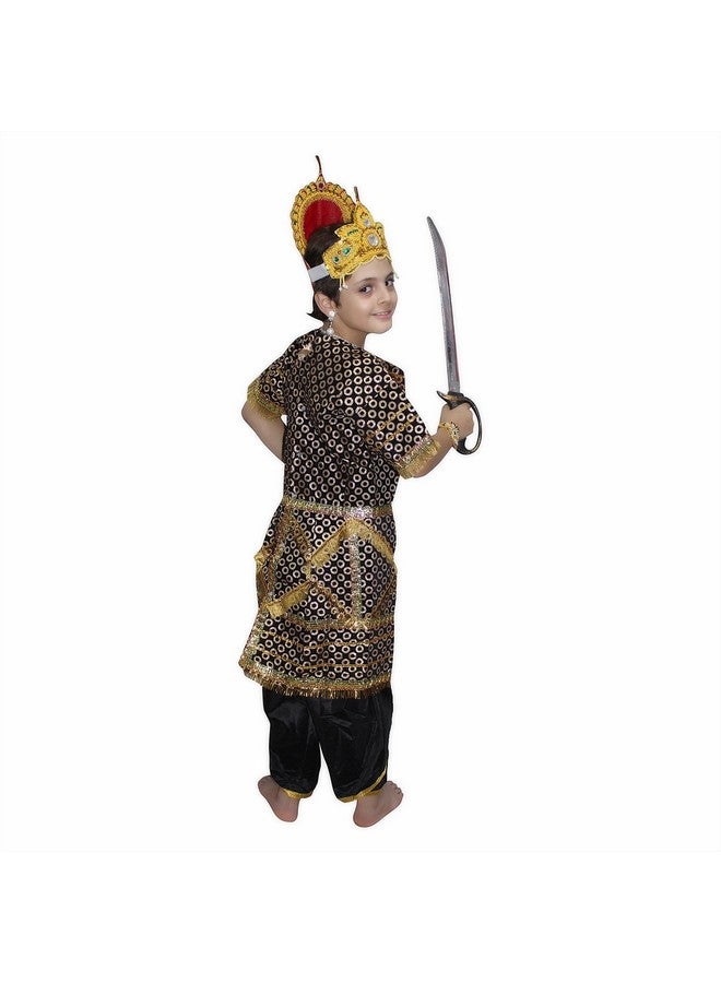 Kaku Fancy Dresses Kaku Fancy Dresses Silk & Polyester Ravan Gown Costume Of Ramleela|Dussehra|Mythological Character -Multicolour, 14-17 Years, For Boys - Image 4