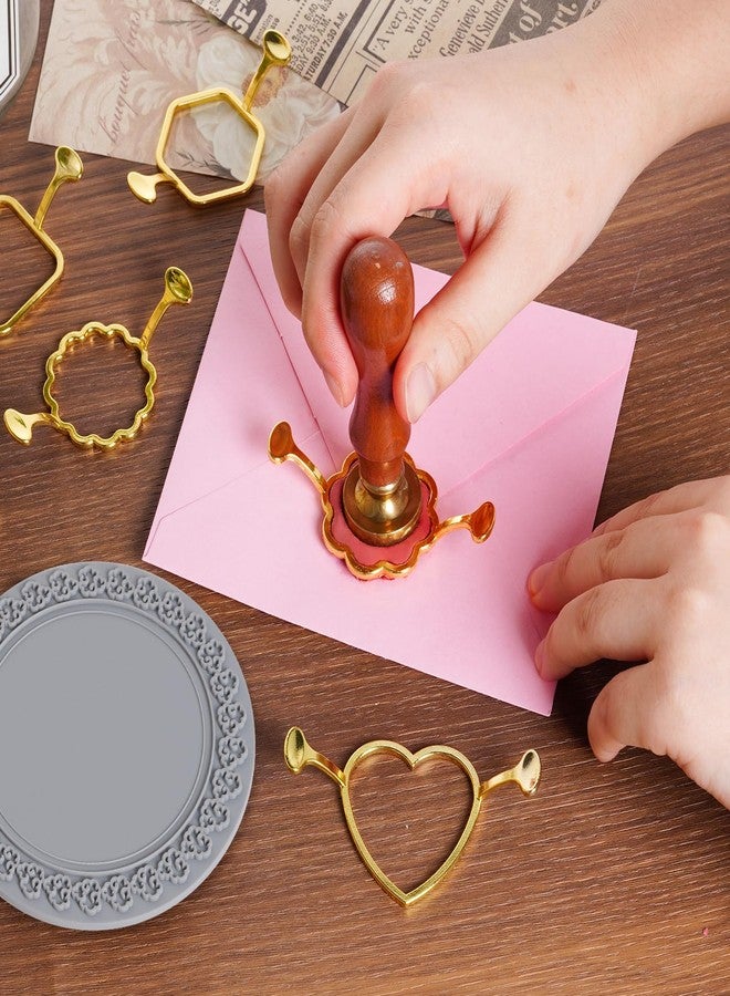 cnomg 7pcs Metal Wax Seal Molds Gold Wax Seal Mat Wax Seal Molds kit for Invitations Envelopes Gifts Wine Packaging - Image 3