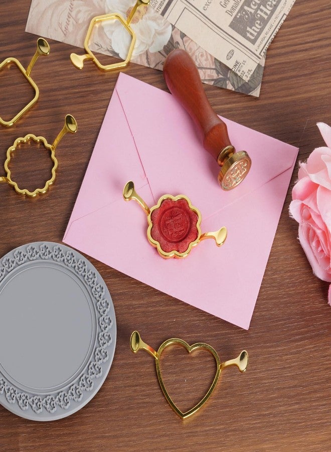 cnomg 7pcs Metal Wax Seal Molds Gold Wax Seal Mat Wax Seal Molds kit for Invitations Envelopes Gifts Wine Packaging - Image 4