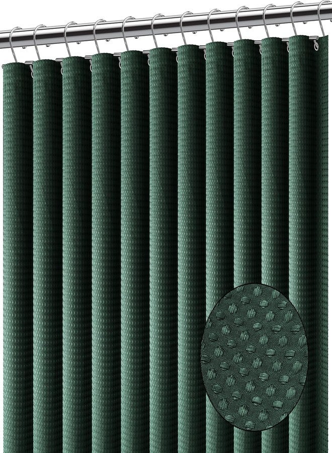 Clara Clark Hunter Green Shower Curtain - Hotel Quality Waffle Fabric Bath Curtain 72x72, Heavy Duty Waterproof Shower Curtains for Bathroom - Image 1