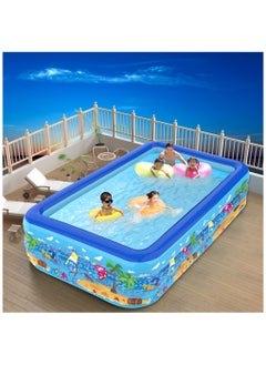 ZERIFAM Inflatable Swimming Pool, Thickened Large Kiddle Pool, Blowup Pool for Summer Water Party, Family Swimming Pool for Backyard Garden Outdoor Indoor (150x100x55cm)  - Image 1