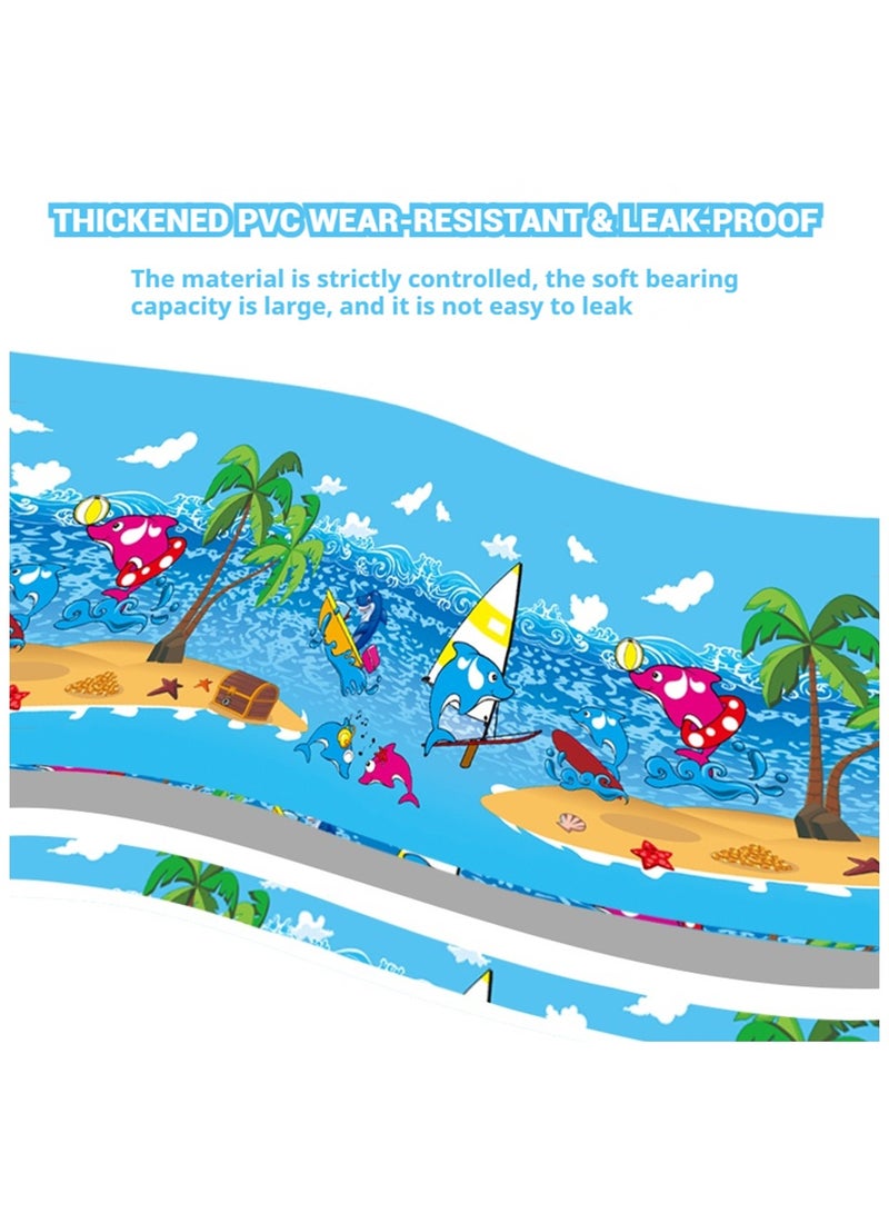 حمام سباحة قابل للنفخ، حمام سباحة سميك كبير للأطفال، حمام سباحة قابل للنفخ لحفلات المياه الصيفية، حمام سباحة عائلي للفناء الخلفي والحديقة الخارجية والداخلية (150x100x55 سم) - Image 3