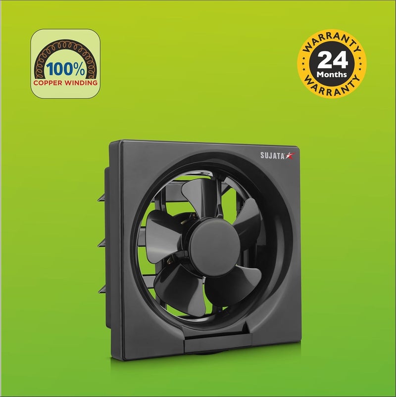 Sujata Exhaust Fan 2 Yrs Warranty 200mm 230V 1350 RPM Exhaust Fan for BathroomKitchen 8 inch All Rooms 100 Copper Winding EPB72 Black - Image 5