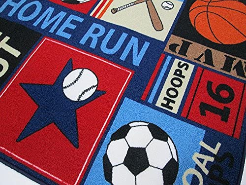 HUAHOO Fun Sport Kids Rugs Nylon Carpet Soccer Baseball Football Basketball with Multi-Color for Boy Girl Playroom 31.5'' x 47'' - Image 3