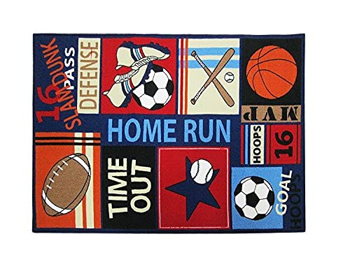 HUAHOO Fun Sport Kids Rugs Nylon Carpet Soccer Baseball Football Basketball with Multi-Color for Boy Girl Playroom 31.5'' x 47'' - Image 2