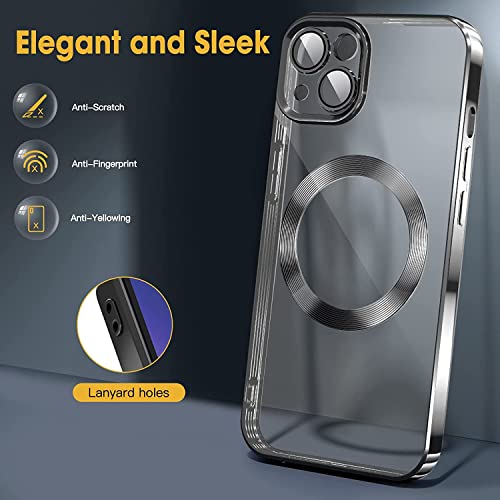 VONZEE® Clear Logo Electroplating Transparent Case for iPhone 14 Case 6.1 inch 2022, Luxury Electroplated TPU Cover, Individual Camera Protection for Each Lens Bumper Case (Black) - Image 4